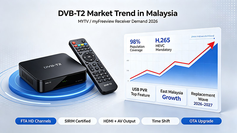 DVB-T2 marknadstrend i Malaysia (2026 myFreeview / MYTV)